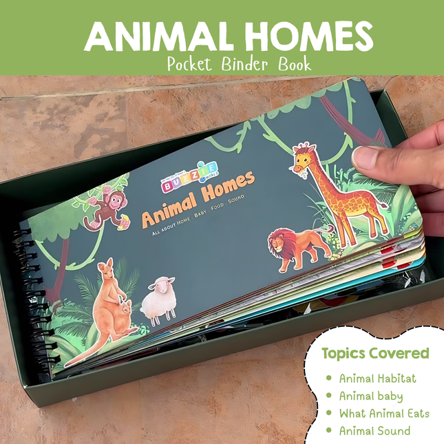 Animal Homes Busy Book reusable learning binder for kids
