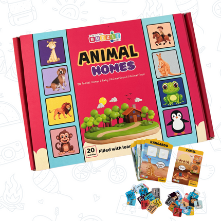 Animal Homes learning cards for preschool kids