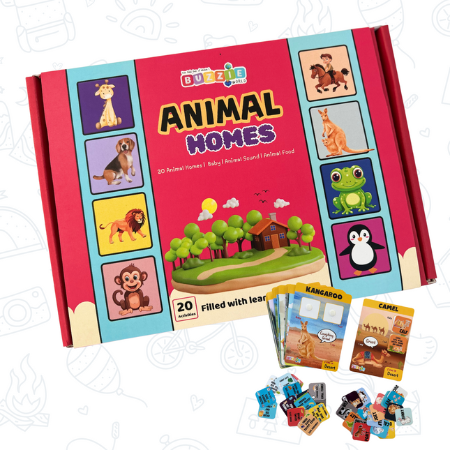 Animal Homes learning cards for preschool kids