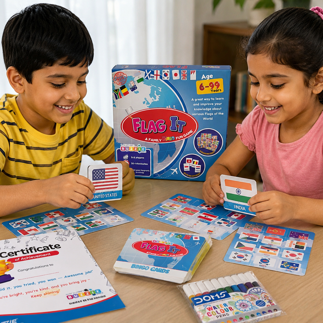 Fun country flag recognition game for homeschool learning