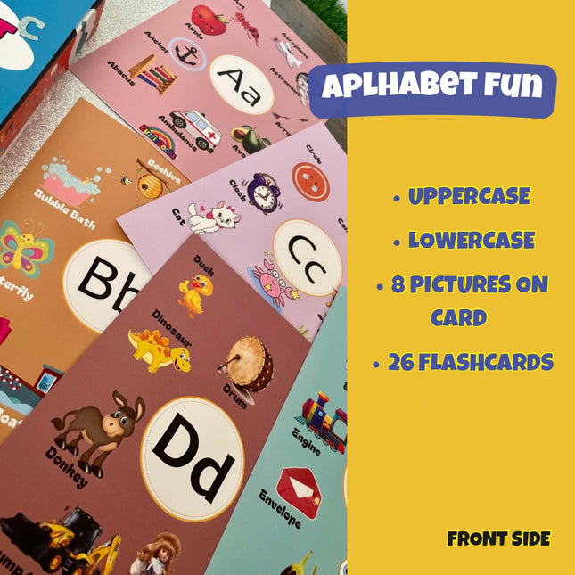 Educational alphabet activity cards for preschool children