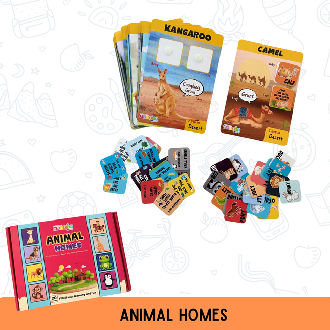 Educational animal habitat flashcards for children