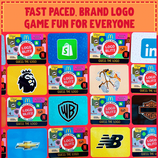 Family-friendly logo trivia card game for children