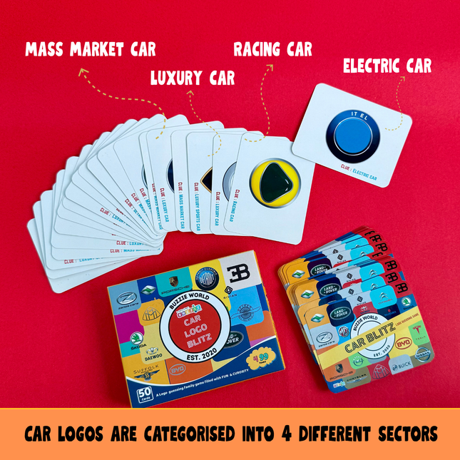 Family party game with famous car brand logos