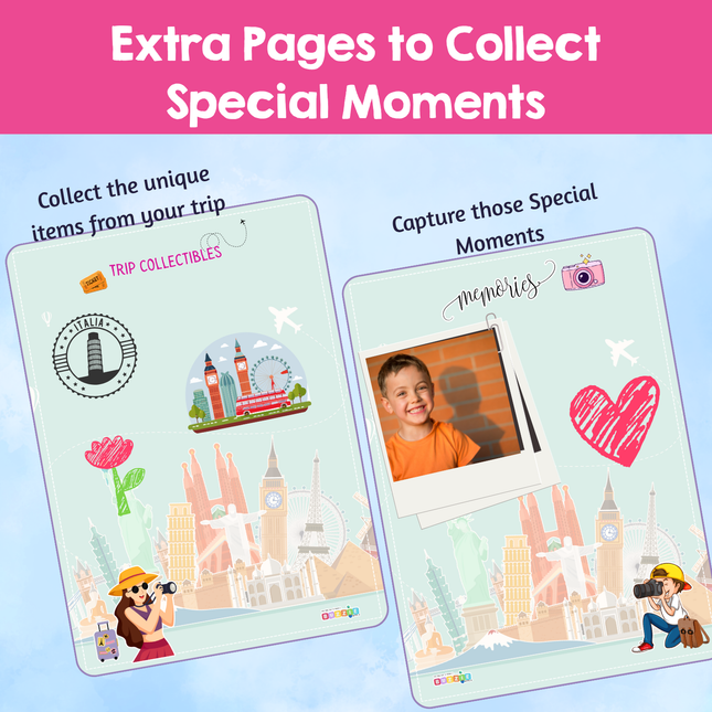 Family-friendly travel memory book for children