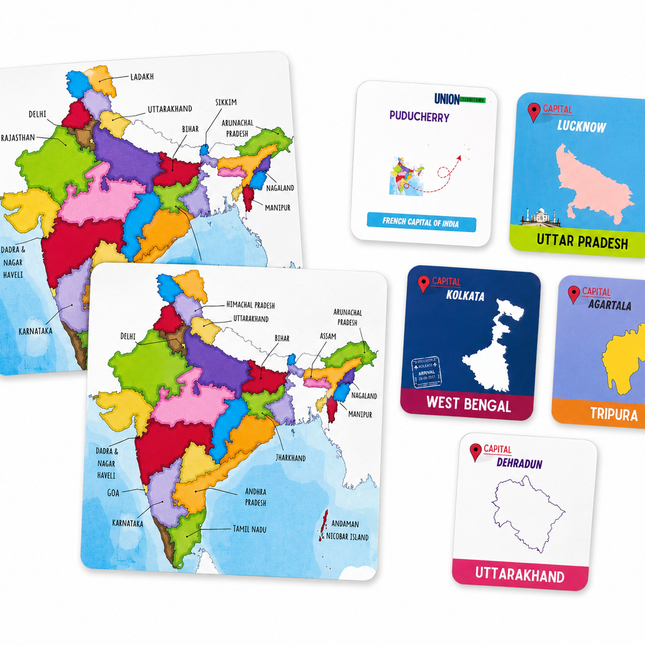 Kids learning Indian states and union territories through play