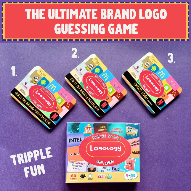 Interactive brand logo guessing cards for children