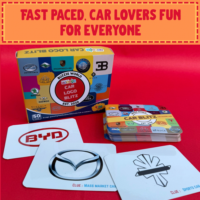 Interactive car brand guessing card game for children