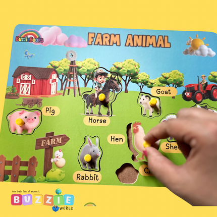 Interactive farm animal peg board learning toy