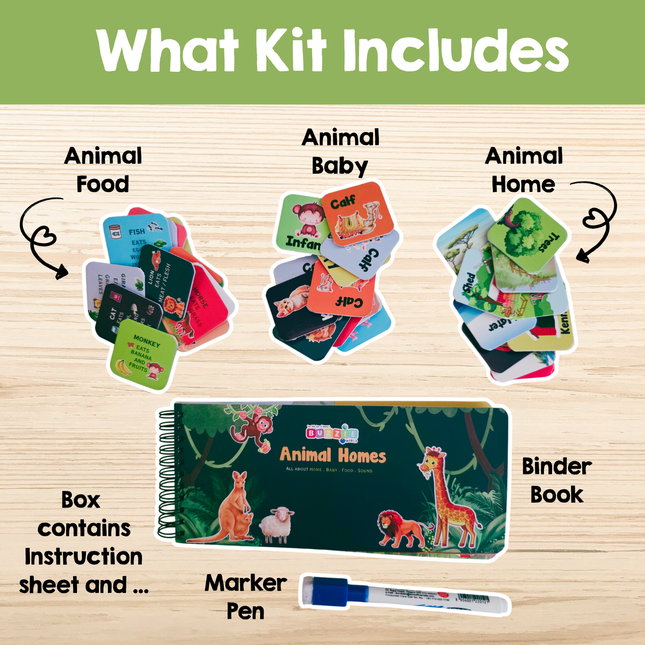 Montessori-inspired Animal Homes activity binder for preschoolers