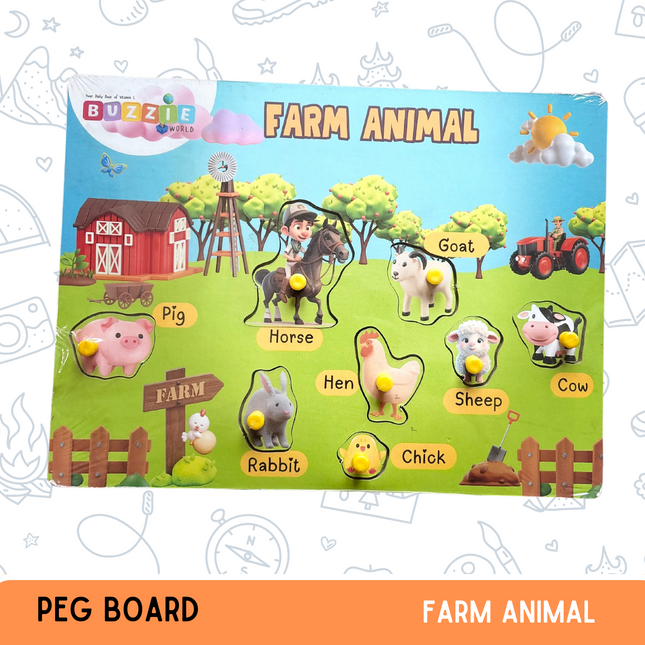 Peg Board Farm Animals fine motor activity for kids