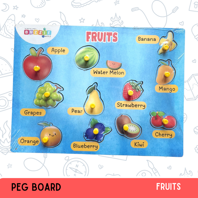 Peg Board Fruit fine motor learning activity for kids