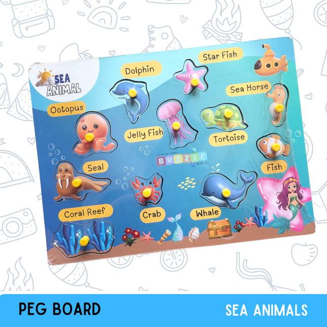 Peg Board Sea Animals fine motor activity for kids