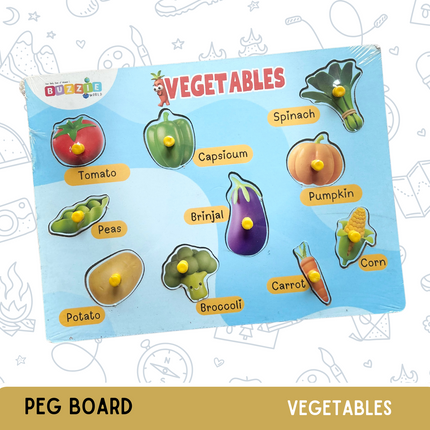 Peg Board Vegetables fine motor activity for kids