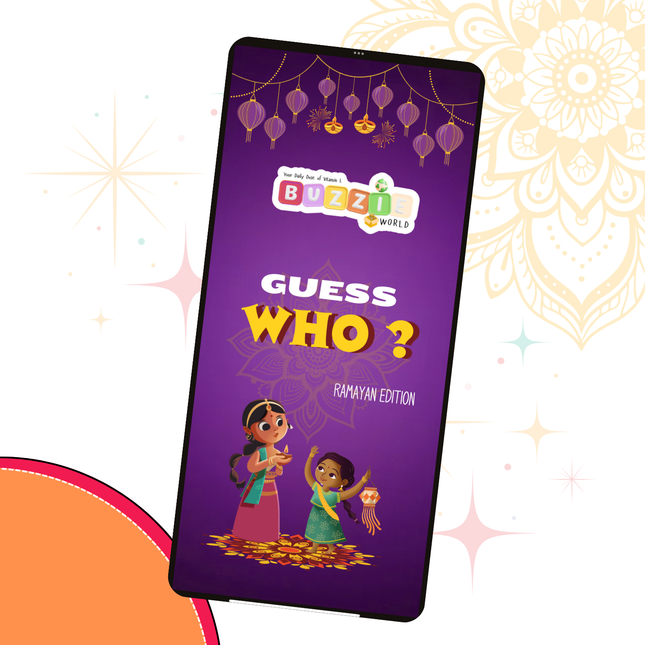 Interactive Ramayana character guessing cards for children