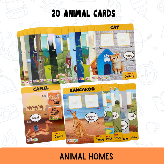 Screen-free animal learning cards for toddlers