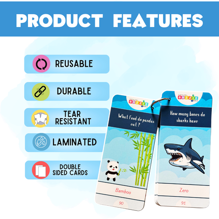 Travel-friendly general knowledge learning cards for kids