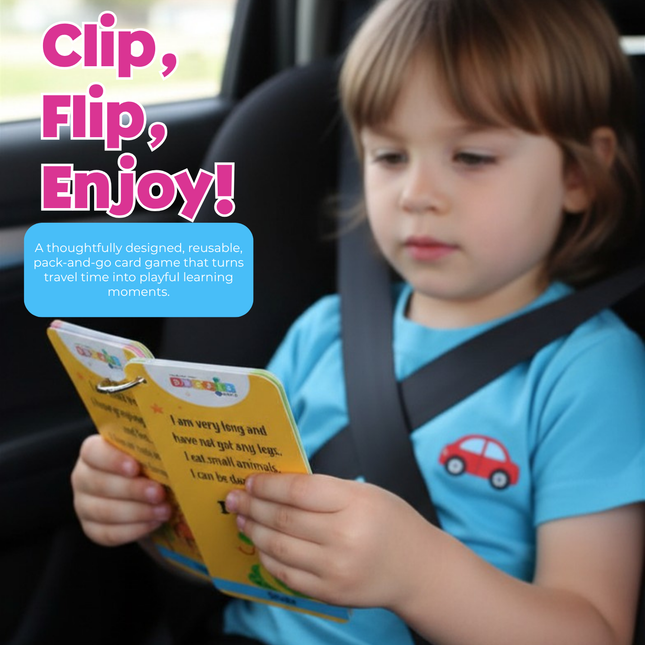 Travel-friendly guessing card game for kids and families