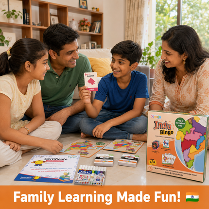 Travel-friendly India trivia and bingo activity for children